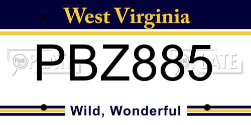PBZ885 West Virginia License Plate