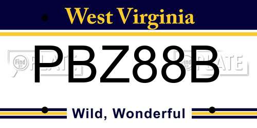 PBZ88B West Virginia License Plate