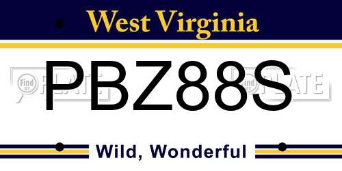 PBZ88S West Virginia License Plate