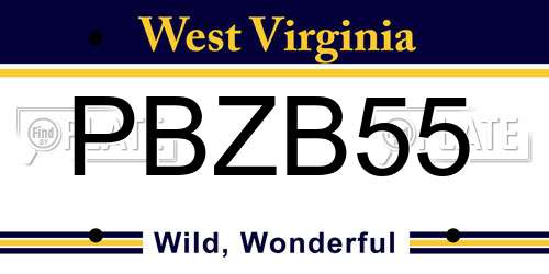 PBZB55 West Virginia License Plate