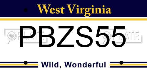 PBZS55 West Virginia License Plate