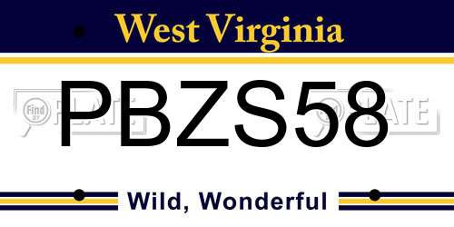 PBZS58 West Virginia License Plate
