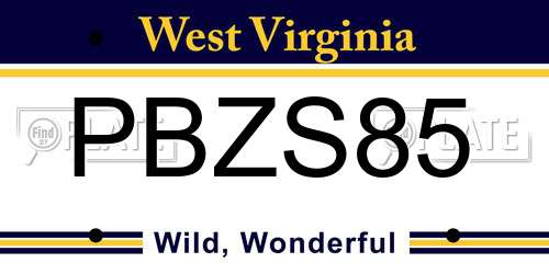 PBZS85 West Virginia License Plate