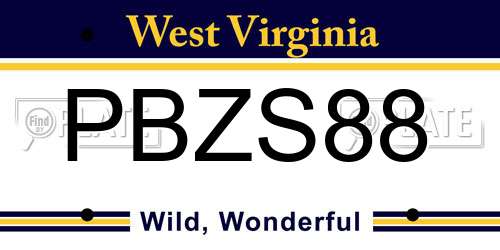 PBZS88 West Virginia License Plate
