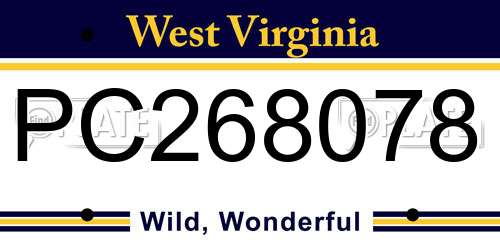 PC268078 West Virginia License Plate