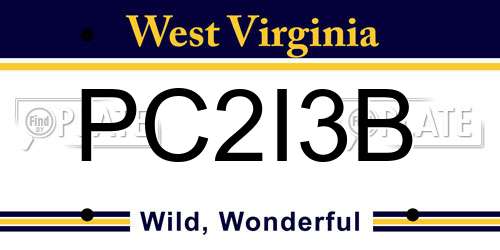 PC2I3B West Virginia License Plate