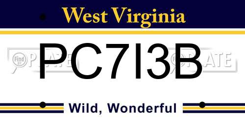 PC7I3B West Virginia License Plate
