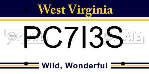 PC7I3S West Virginia License Plate