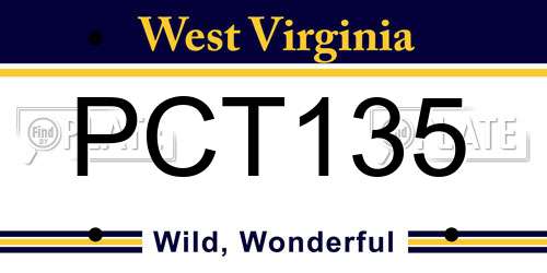 PCT135 West Virginia License Plate