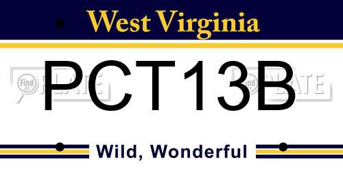 PCT13B West Virginia License Plate