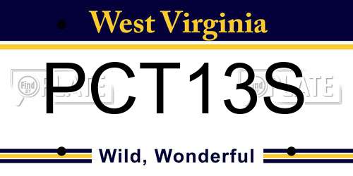 PCT13S West Virginia License Plate
