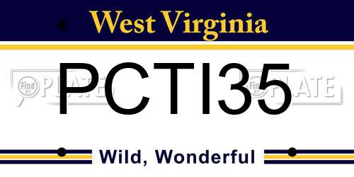 PCTI35 West Virginia License Plate