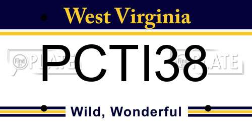 PCTI38 West Virginia License Plate