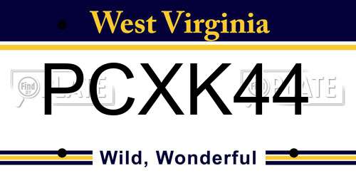 PCXK44 West Virginia License Plate
