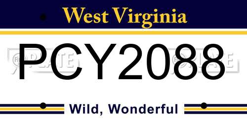PCY2088 West Virginia License Plate
