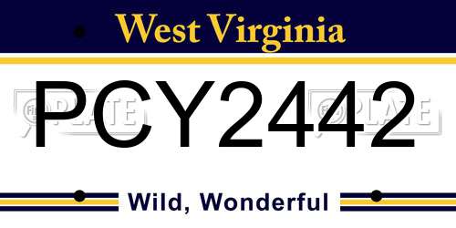 PCY2442 West Virginia License Plate