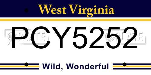 PCY5252 West Virginia License Plate