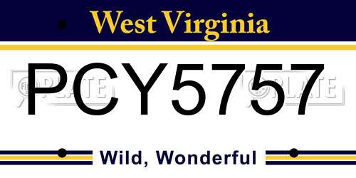 PCY5757 West Virginia License Plate