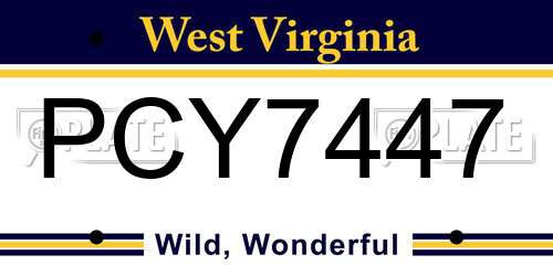 PCY7447 West Virginia License Plate