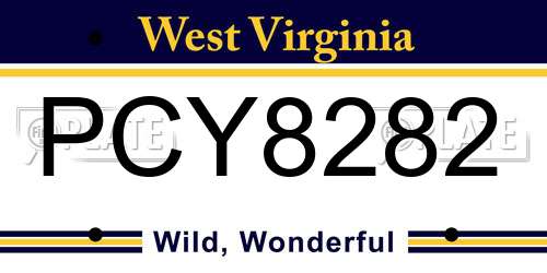 PCY8282 West Virginia License Plate