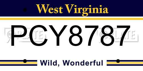 PCY8787 West Virginia License Plate