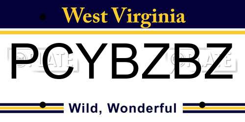 PCYBZBZ West Virginia License Plate