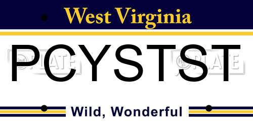 PCYSTST West Virginia License Plate