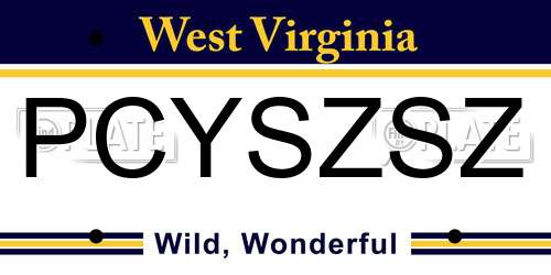 PCYSZSZ West Virginia License Plate