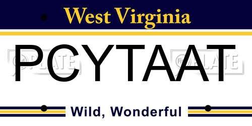 PCYTAAT West Virginia License Plate