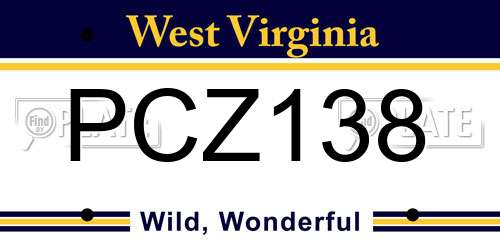 PCZ138 West Virginia License Plate