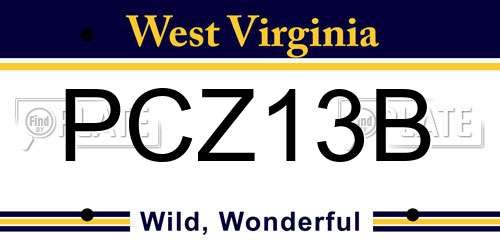 PCZ13B West Virginia License Plate