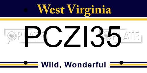 PCZI35 West Virginia License Plate