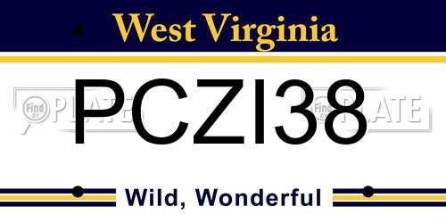 PCZI38 West Virginia License Plate