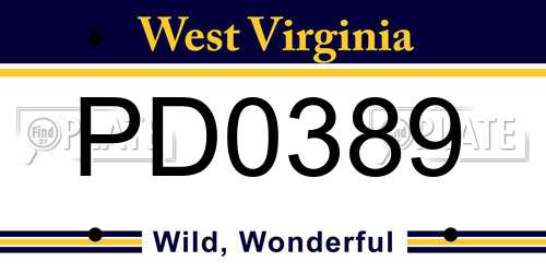 PD0389 West Virginia License Plate