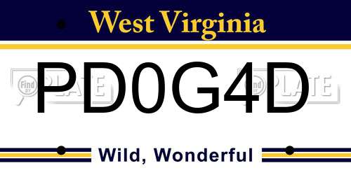 PD0G4D West Virginia License Plate
