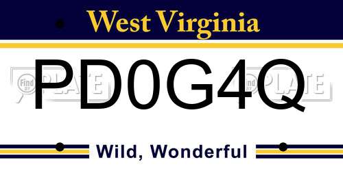 PD0G4Q West Virginia License Plate