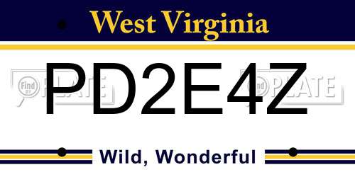 PD2E4Z West Virginia License Plate