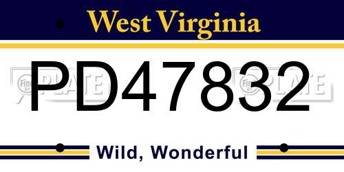 PD47832 West Virginia License Plate