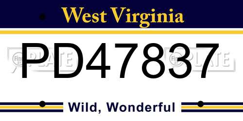 PD47837 West Virginia License Plate