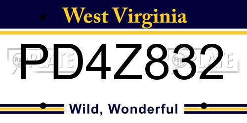 PD4Z832 West Virginia License Plate