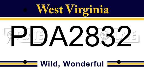 PDA2832 West Virginia License Plate
