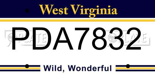 PDA7832 West Virginia License Plate