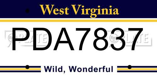 PDA7837 West Virginia License Plate