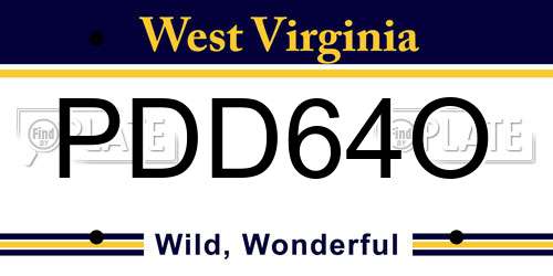 PDD64O West Virginia License Plate