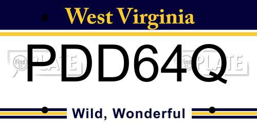 PDD64Q West Virginia License Plate