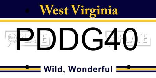 PDDG40 West Virginia License Plate