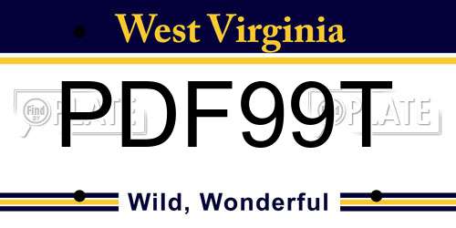 PDF99T West Virginia License Plate