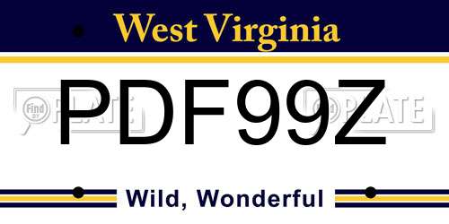PDF99Z West Virginia License Plate