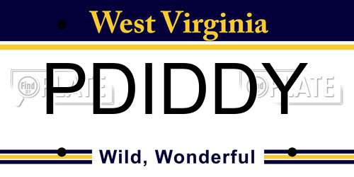 PDIDDY West Virginia License Plate