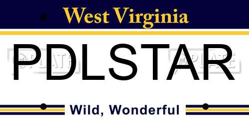 PDLSTAR West Virginia License Plate